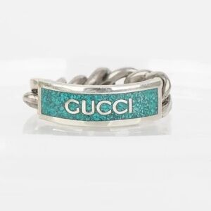 Gucci Silver Band with Turquoise Detail